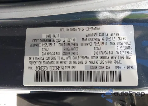 2014 Mazda Cx-5 Touring z USA, uszkodzony, nr VIN JM3KE2CY1E0339579